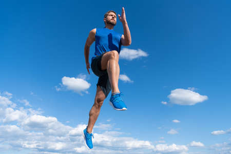 healthy man running. guy in sportswear. full of energy. feel freedom. marathon speed.の写真素材