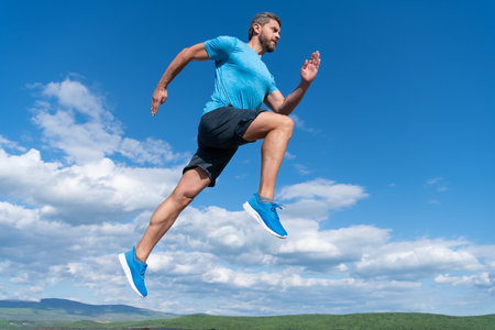 sport athlete run fast to win. man workout activity. fitness guy wear sportswear.の写真素材