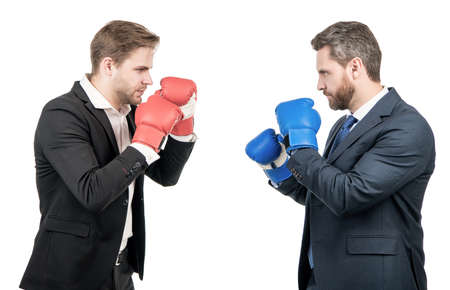 relentless struggle and success. confident men ready for corporate battle. business knockout.の写真素材
