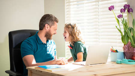 webinar video lesson. online education on laptop. homeschooling and elearning.の写真素材