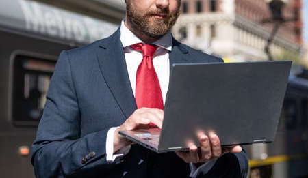modern business computer communication for cropped businessperson, businessの写真素材