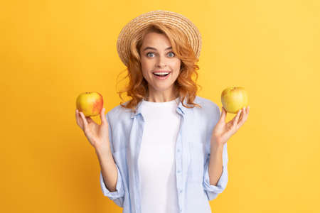 healthy life. diet and skin beauty. dental care. lunch break. detox. happy girl with apple fruit.の写真素材