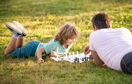 family day. parenthood and childhood. checkmate. spending time together. strategic and tactic.の写真素材
