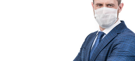 Businessman wear face mask. New normal for the workplace. Adapting to new normalの写真素材