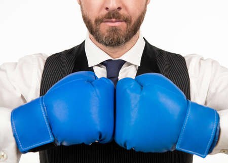 man ready for corporate battle. business knockout. boss show power and authority.の写真素材