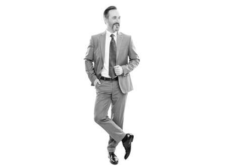 male formal fashion. happy bearded ceo. confident boss with graying hair. grizzled businessmanの写真素材