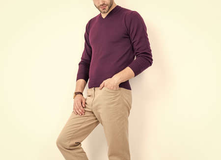 Fashion doesnt have to be tricky. Fashion male model cropped view. Casual style