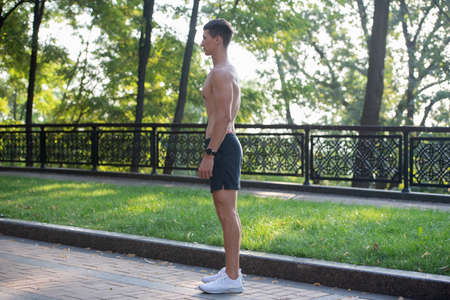 athletic muscular healthy man with fit body