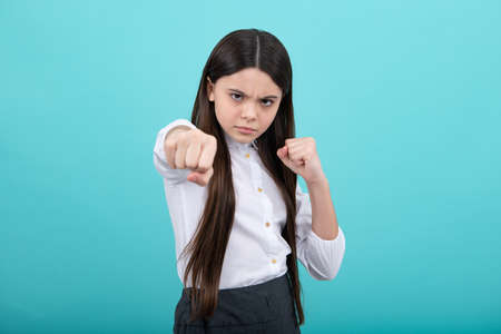 Angry face, upset emotions of teenager girl. Angry portrait young girl having nervous breakdow....