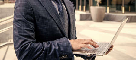 business success. programmer man use pc. entrepreneur or manager. agile business.