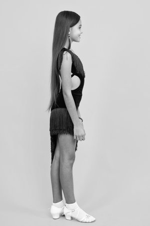 Profile of fashionable ballroom dress for teenagers child girl. Fashion dress.の写真素材
