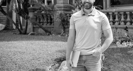 man purchasing house for investment purpose. property insurance services. ownership.の写真素材