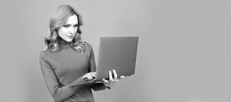 Cyber Monday starts now. Woman shop using laptop computer. Online shopping. Beyond online marketing....