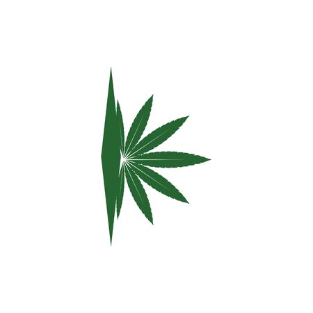cannabis leaf illustration, green icon on transparent backgroundのイラスト素材