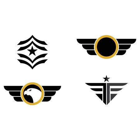Set Military Wave Logo Template vector symbol natureのイラスト素材