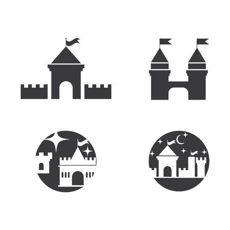 Set Castle Logo Template vector symbol natureのイラスト素材