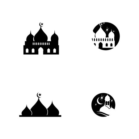 Set Mosque Logo Template vector symbol natureのイラスト素材