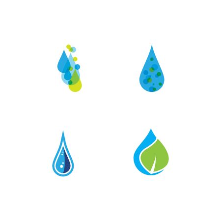 Set Water drop Logo Template vector symbol natureのイラスト素材