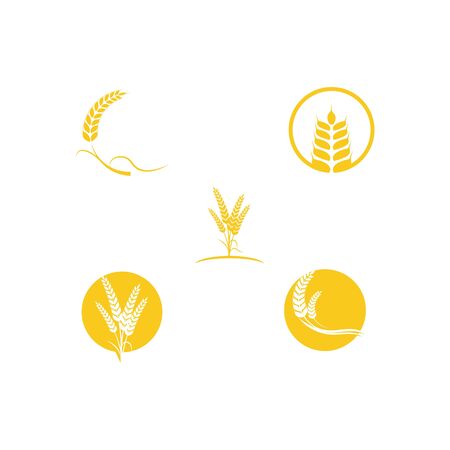 Set Wheat icon Vector Illustration design Logo templateのイラスト素材