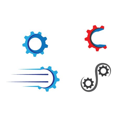 Set Gear Logo Template vector icon illustration designのイラスト素材