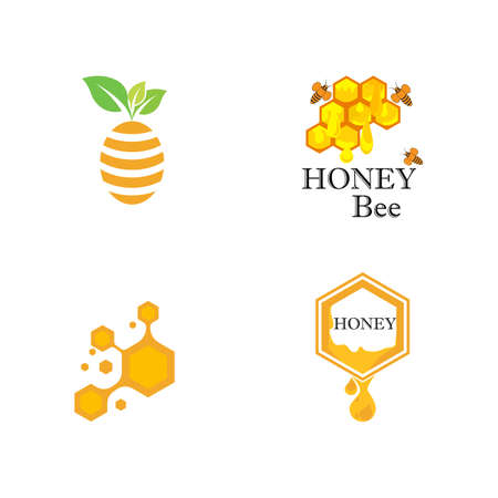Set Honey  Logo Template Design Vector Design Concept Symbolのイラスト素材