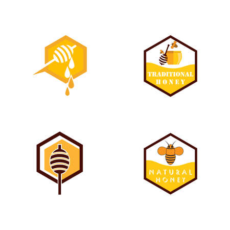 Set Honey  Logo Template Design Vector Design Concept Symbolのイラスト素材