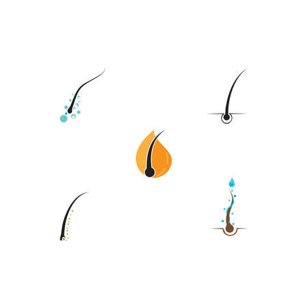 Set Follicle Hair treatment logo vector icon templateのイラスト素材