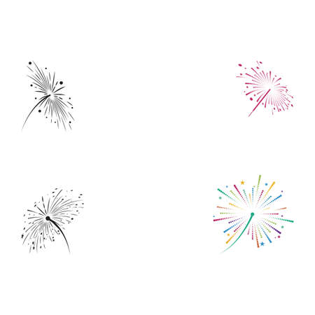 Set Fireworks Logo Template vector symbol natureのイラスト素材