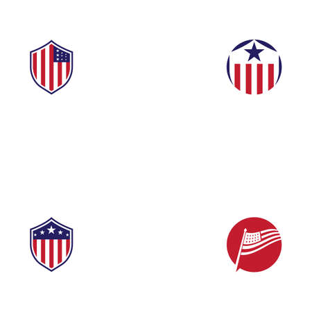 Set Flag american vector icon illustration design templateのイラスト素材