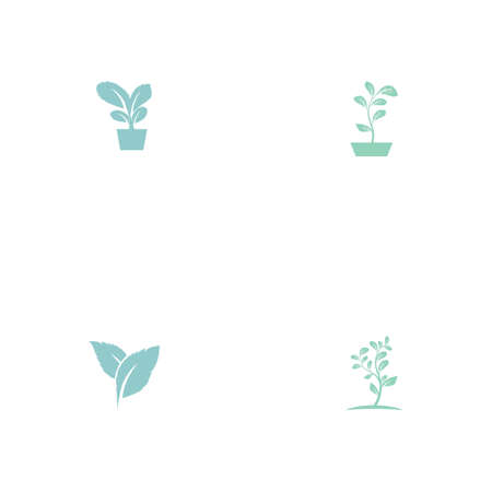 Set Leaf Mint Logo Template vector symbol natureのイラスト素材