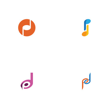 Set Musik note Logo Template vector symbol natureのイラスト素材