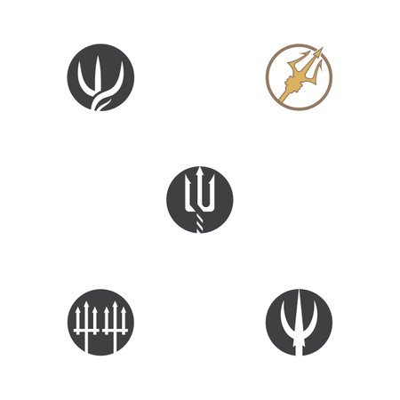 Set Trident Logo Template vector icon illustration designのイラスト素材