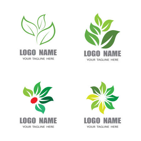 Leaf icon Vector Illustration design Logo templateのイラスト素材