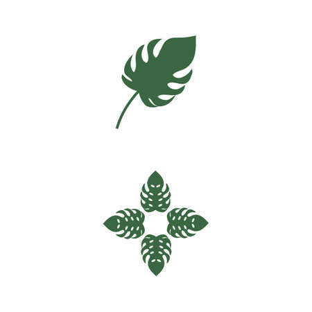 Monstera leaf logo vector designのイラスト素材