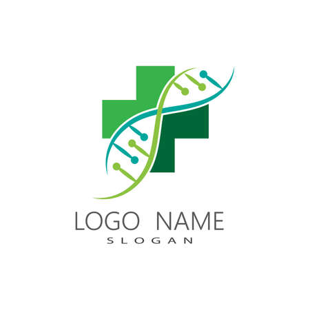 DNA gene Logo Template vector symbol illustrationのイラスト素材