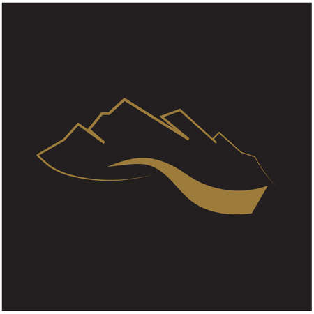 Simple Modern Mountain Landscape Logo Design Vector, Rocky Ice Top Mount Peak Silhouetteのイラスト素材