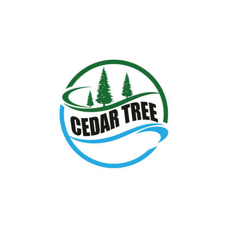 pine evergreen fir hemlock spruce conifer cedar Christmas tree Logo design vectorのイラスト素材