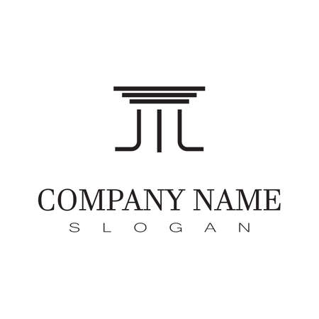 Ancient Pillar Columns Greek Rome Athens Historical Building logo designのイラスト素材