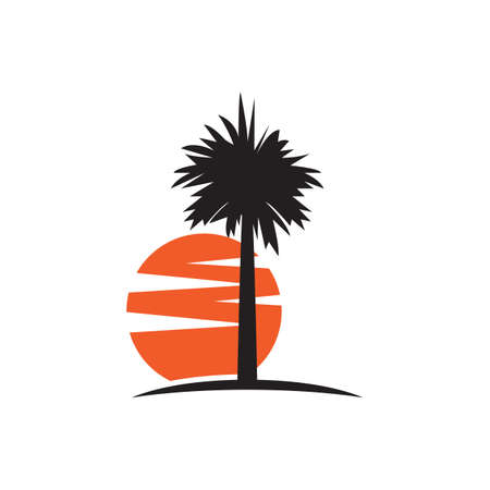 Palm Tree Beach Silhouette for Hotel Restaurant Vacation Holiday Travel designのイラスト素材