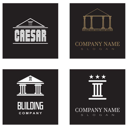 Ancient Pillar Columns Greek Rome Athens Historical Building logo designのイラスト素材