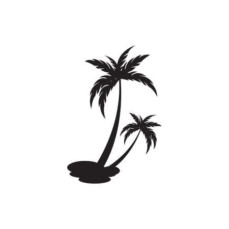 Palm Tree Beach Silhouette for Hotel Restaurant Vacation Holiday Travel designのイラスト素材
