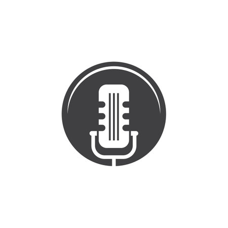 Microphone Mic Icon for Podcast Radio Broadcast for Entertainment Comedian or Sing Logo design inspirationのイラスト素材