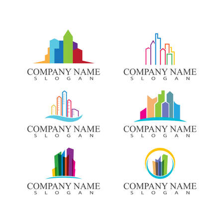 Set Real estate and home buildings logo icons templateのイラスト素材