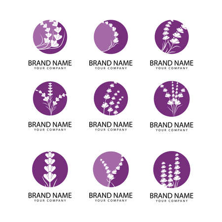 lavender floral aromatic logo vector icon illustration designのイラスト素材