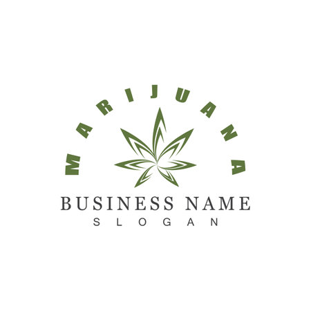 Cannabis marijuana hemp leaf logo and symbolのイラスト素材