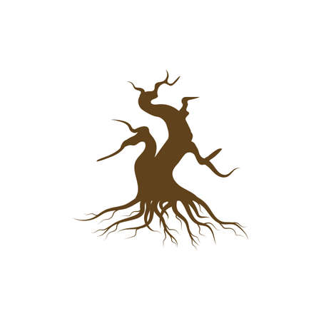 Oriental Bonsai Art, Japanese Mini Small Plant Tree on Pot Silhouette logo design vectorのイラスト素材