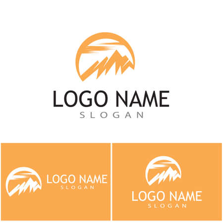 Simple Modern Mountain Landscape Logo Design Vector, Rocky Ice Top Mount Peak Silhouetteのイラスト素材