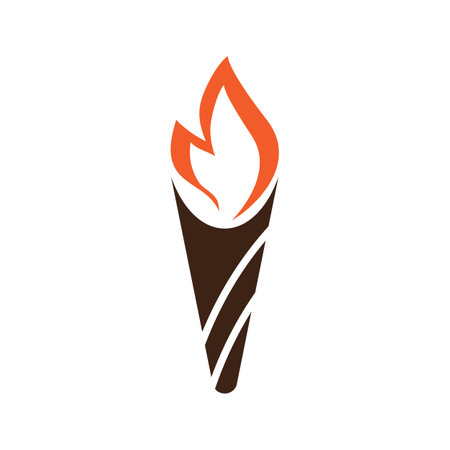 Fire torch with flame flat icons set. Collection of symbol flaming, illustrationのイラスト素材