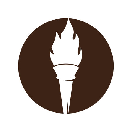 Fire torch with flame flat icons set. Collection of symbol flaming, illustrationのイラスト素材