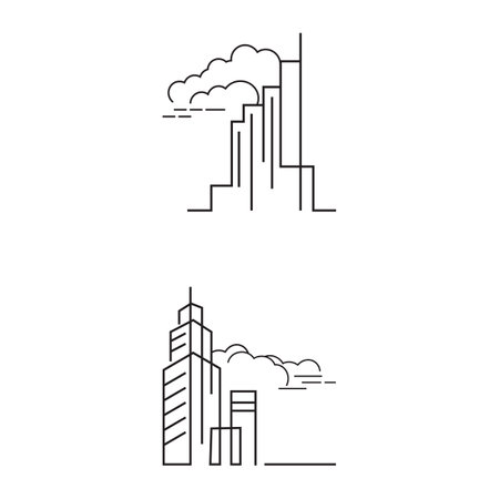 City skyline, city silhouette vector illustration in flat designのイラスト素材